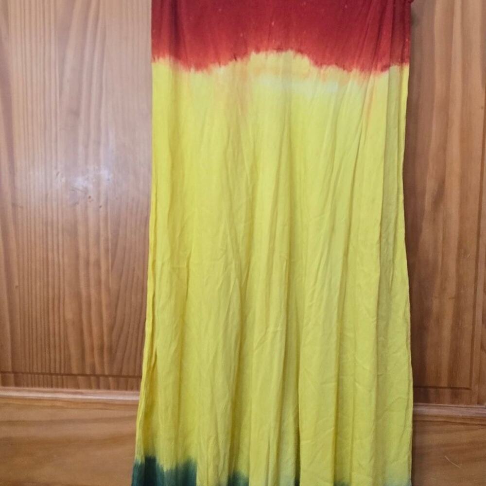 Island style Tye Dye two toned One size fits most dress with added embroidery - Picture 2 of 4